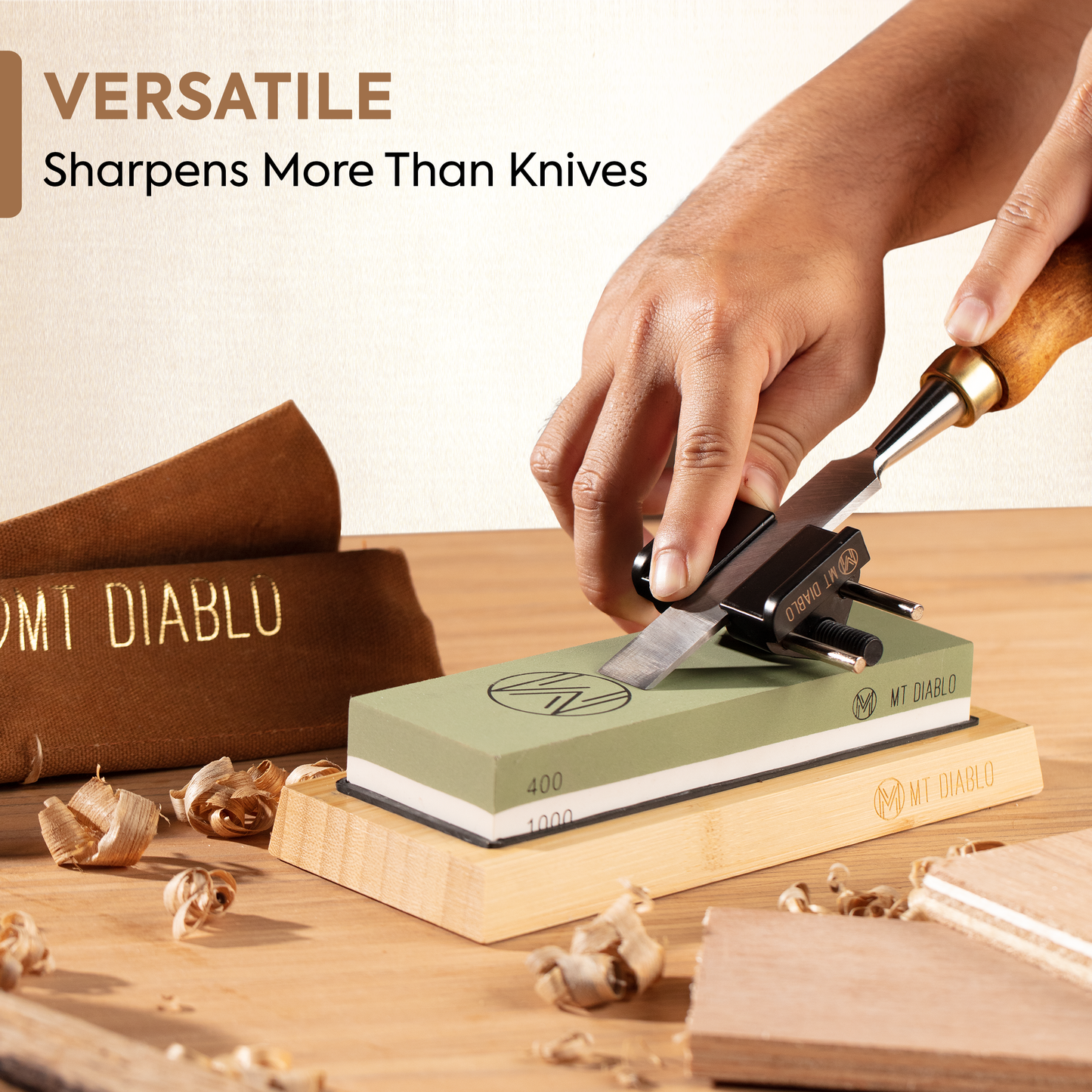 Mt Diablo Knife Sharpener Stone Kit for Chefs & Woodworkers: Dual-Grit Whetstones 400/1000 & 3000/8000, Premium White Corundum, Knife Sharpening Kit with Bamboo Base & Angle Guide, Flattening Stone